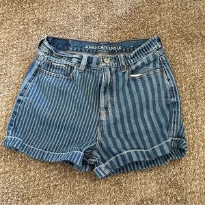 American Eagle Striped Denim High-Rise Cuffed Shorts Size 2